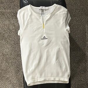 Adidas White Zip-Front Sleeveless Shirt